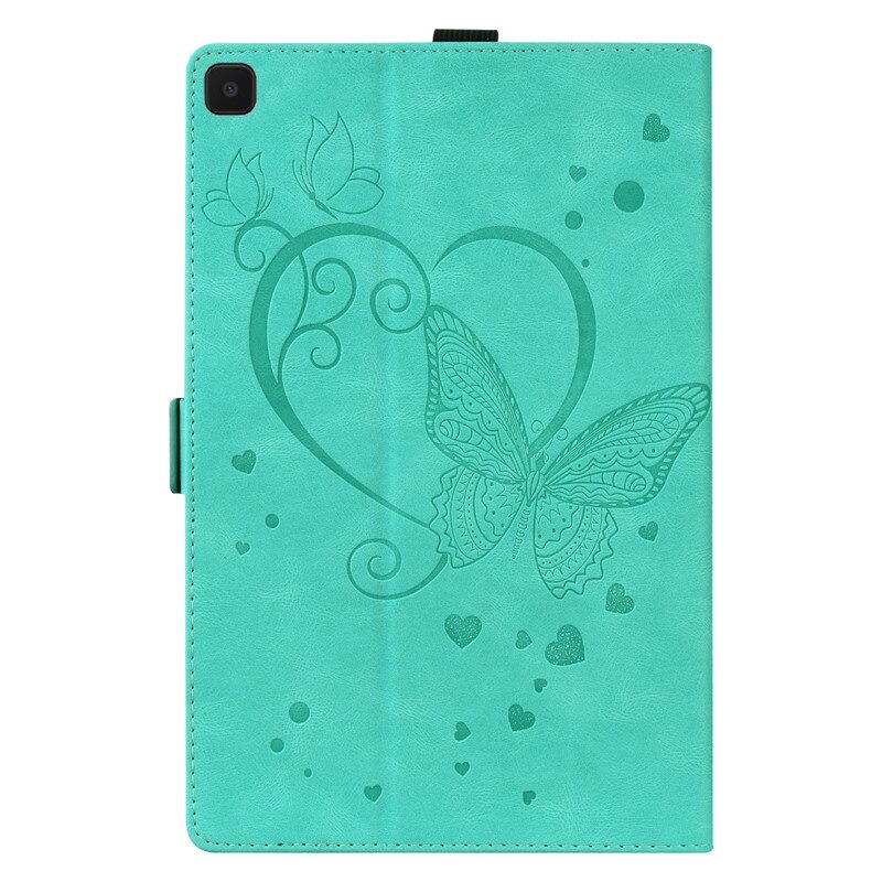 เคส Samsung Galaxy Tab A 8.0 (2019) T290 T295 #เคสฝาพับหนัง PU ลายผีเสื้อมีช่องใส่บัตร Embossed Love Butterflies Flip Leather Case