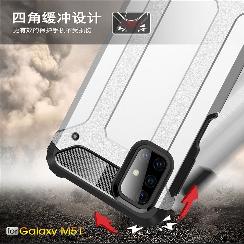 Case Samsung Galaxy M51 #เคสฝาหลังเกราะป้องกัน ไฮบริด พลาสติก+TPU Heavy Duty Rugged Hybrid