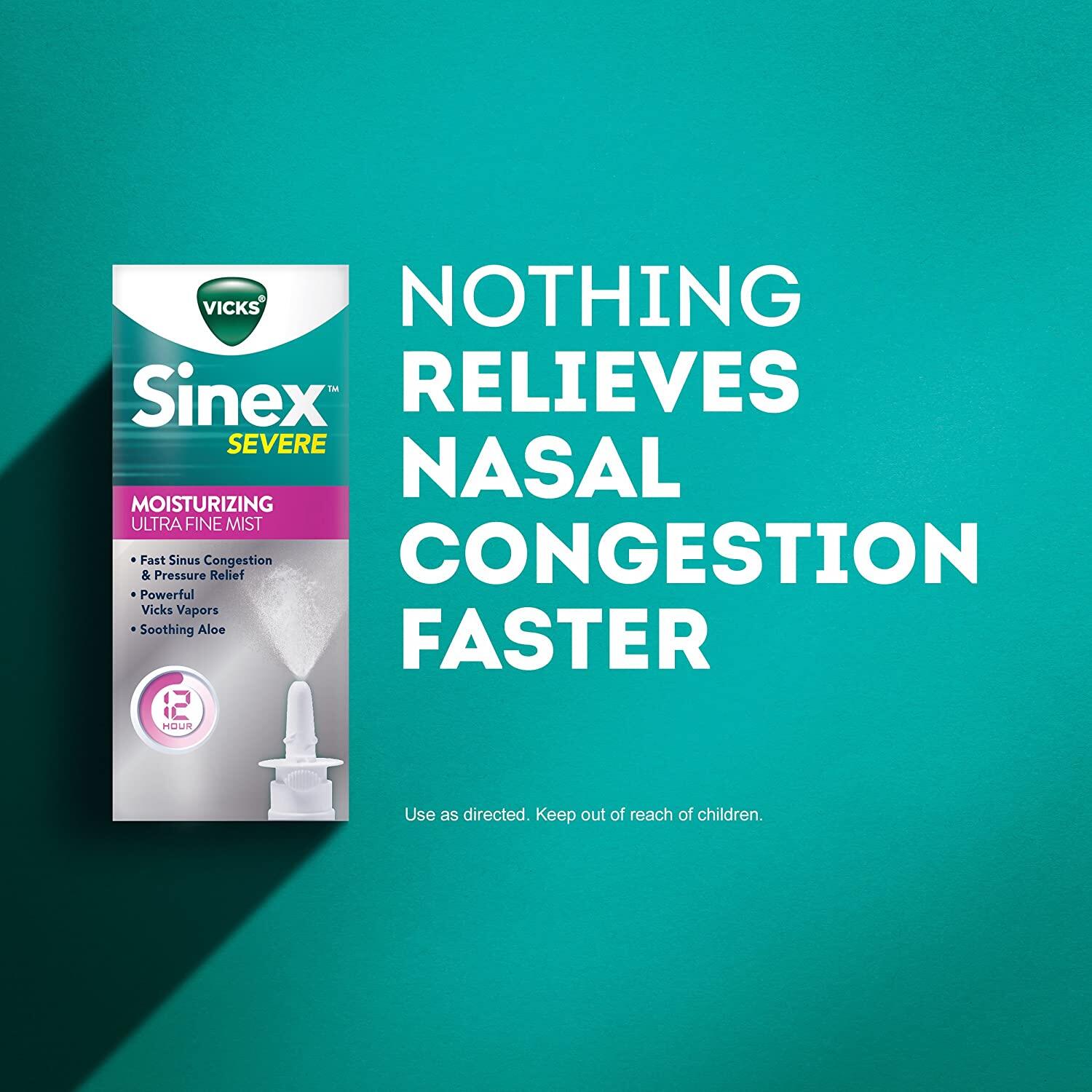 80% Sale!!!EXP.08/2024-10-11/2025 Vicks® Sinex™ Severe Nasal Spray, MOISTURIZING Ultra Fine Mist 15 ml วิคส์ สเปรย์พ่นล้างจมูก สูตรให้ความชุ่มชื้น บรรเทาอาการ ไซ นัส อาการแพ้ สำเนา