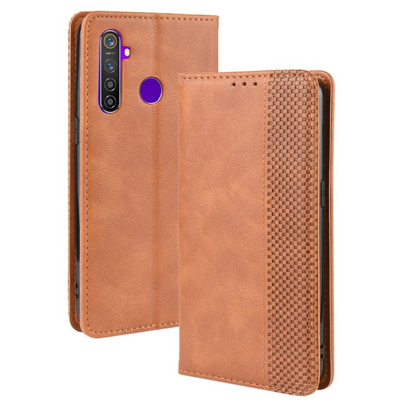 เคส Realme 5/5s #เคสฝาพับปกหนังสไตล์วินเทจดูดซับอัตโนมัติแบบกระเป๋าสตางค์