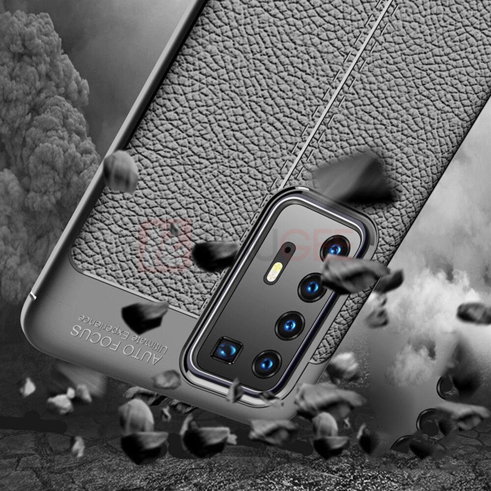 เคส Huawei P40 #เคสฝาหลัง TPU ผิวลิ้นจี่ช่วยป้องกันลายนิ้วมือและกันลื่นได้ดี