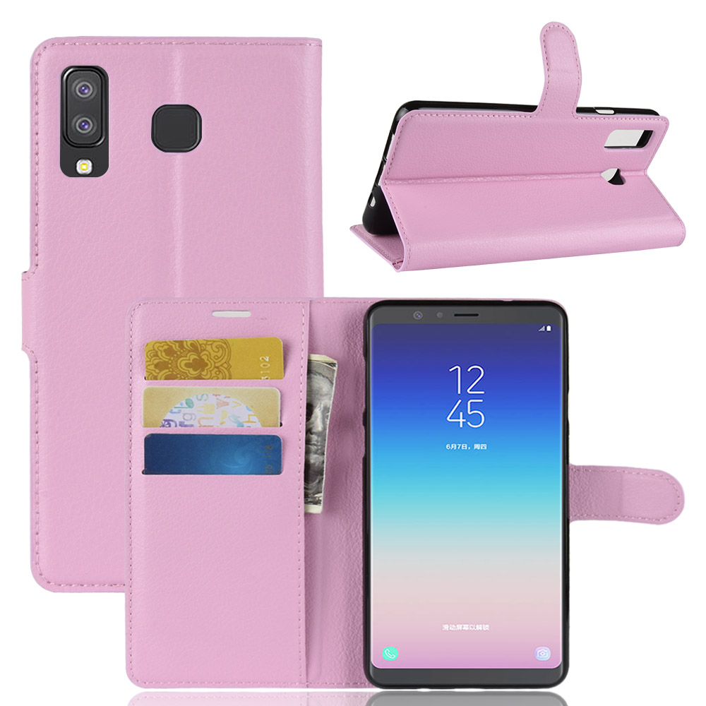 Case Samsung Galaxy A8 Star #เคสฝาพับสไตล์กระเป๋าสตางค์หนัง PU ผิวลิ้นจี่