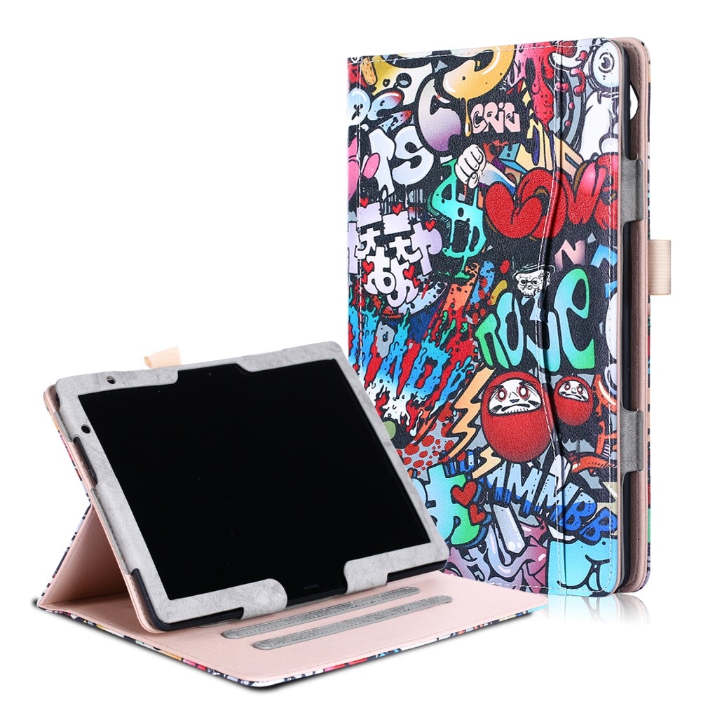เคส Huawei MediaPad T5 10 #เคสฝาพับรูปแบบการพิมพ์ Pattern Printing PU Leather Smart Cover