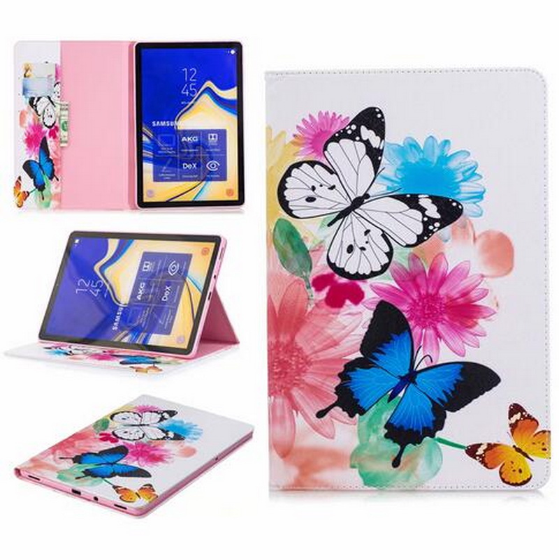 เคส Samsung Galaxy Tab A 10.5 (2018) T590 T595 #เคสฝาพับสไตล์กระเป๋าสตางค์พิมพ์ลายสวยๆ Pattern Printing Magnetic Leather