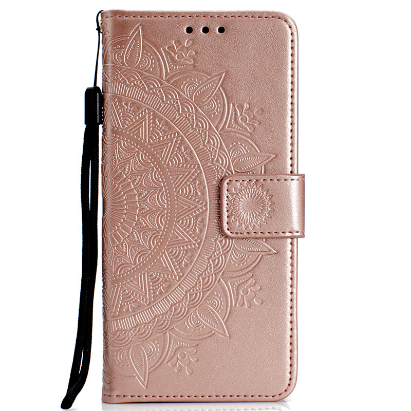 Case Samsung Galaxy A6+(2018) #เคสฝาพับหนัง PU ปั้มลาย Imprint Mandala Flower สีสันสวยงามทันสมัย