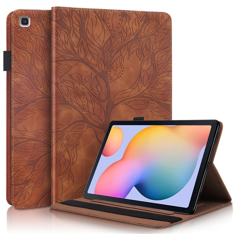 เคส Samsung Galaxy Tab S6 Lite 10.4 SM-P610 P615 P617 #เคสฝาพับหนัง PU ลายต้นไม้ Life Tree Print Leather Stand Smart Case Cover