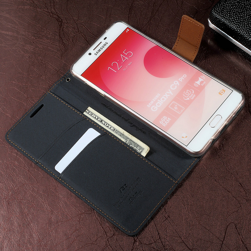 เคส Samsung Galaxy C9 Pro ROAR KOREA #เคสฝาพับแบบกระเป๋าหนังทึบ PU Leather Case