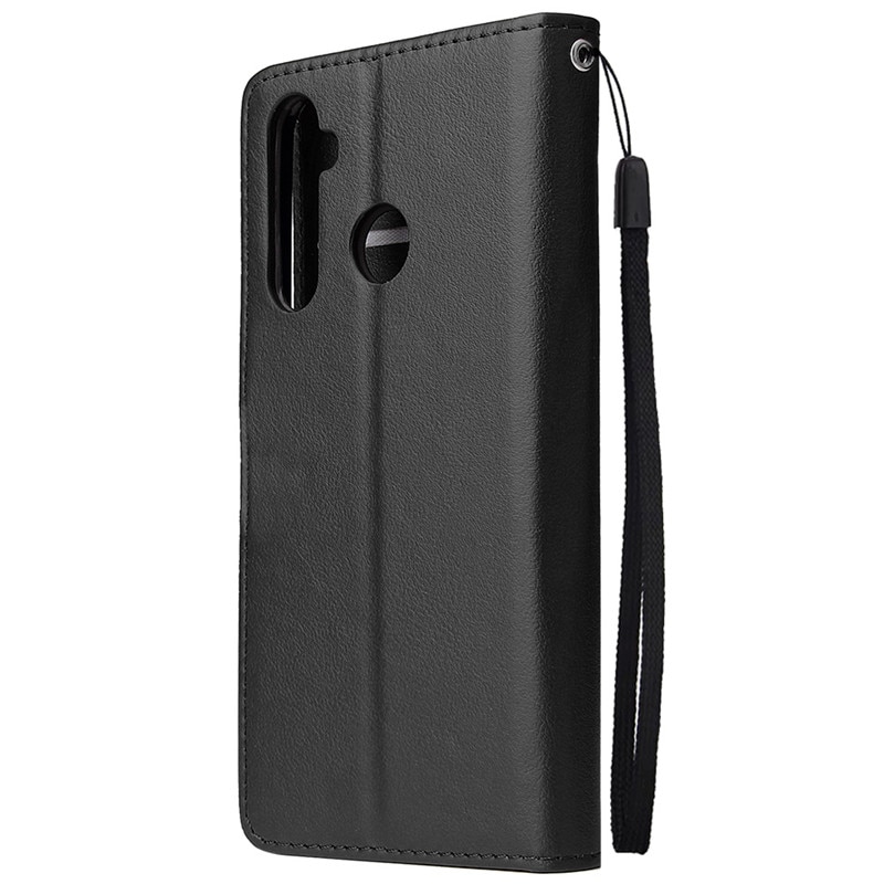 เคส Realme 5 / 5s #เคสฝาพับสไตล์กระเป๋าสตางค์หนัง PU มีสายคล้องมือ