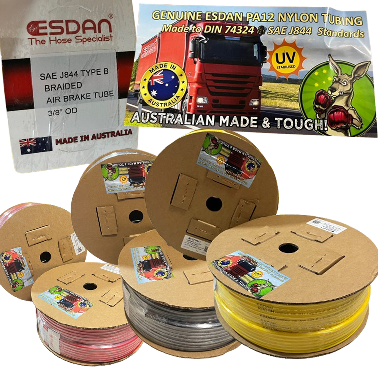 สายลม2ชั้น ESDAN ไนล่อน PA เกรด A 3หุน(3/8) แข็งแรง ทนร้อน ทนUV ทนสารเคมีและน้ำมัน
