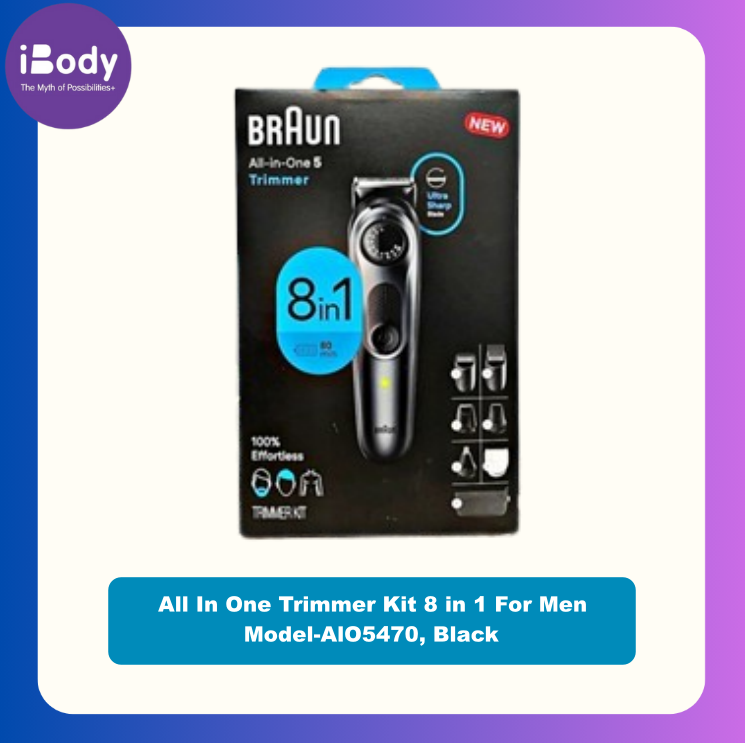 [Braun] All In One Trimmer Kit 8 in 1 For Men Model-AlO5470, Black เครื่องตัดแต่งหนวดเครา เส้นผม และขน