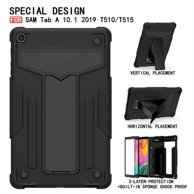 Case Samsung Galaxy Tab A 10.1 (2019) SM-T510 SM-T515 #เคสฝาหลังกันกระแทกมีขาตั้ง Kickstand PC Silicone Armour Defender