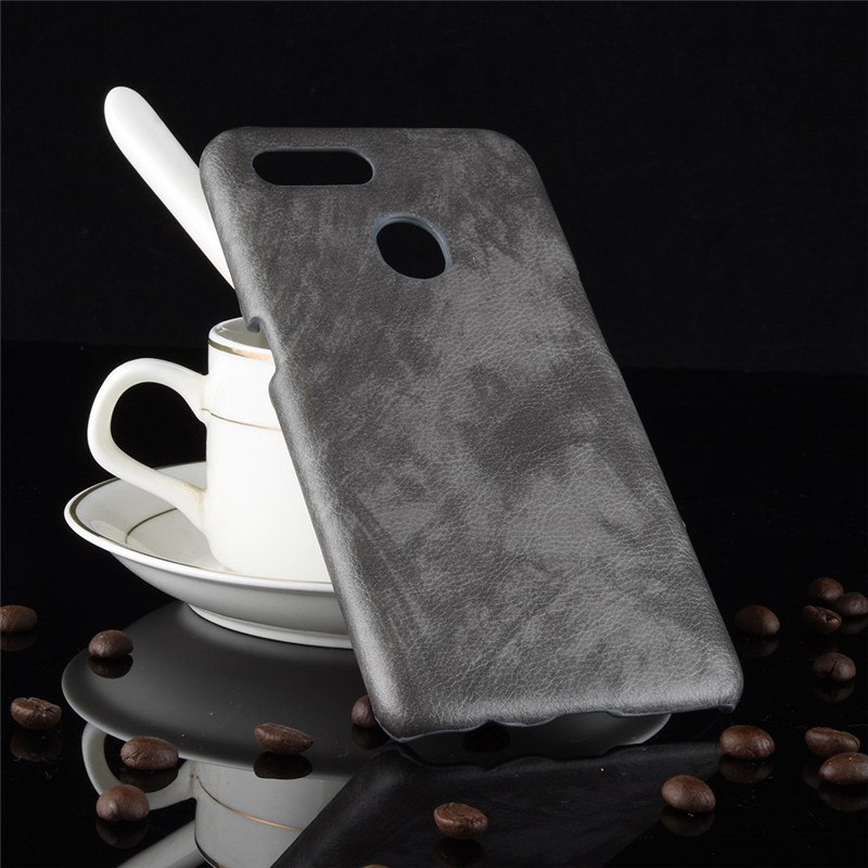 เคส Oppo A7 #เคสฝาหลังพลาสติกแข็งเคลือบหนัง PU ลายผิวลิ้นจี่ Litchi Skin Leather Coated