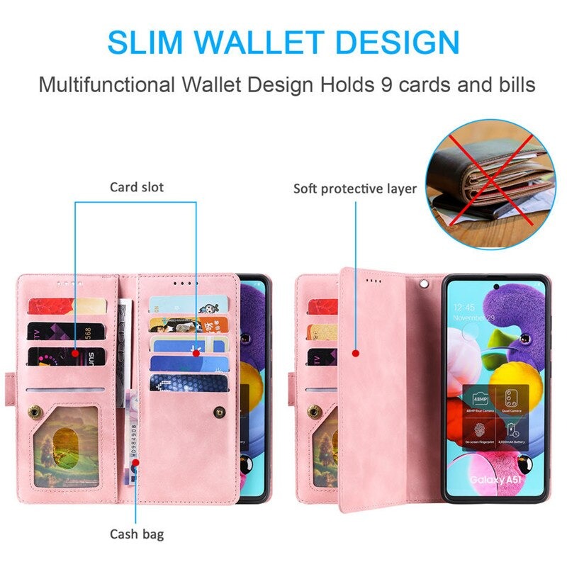 Case Samsung Galaxy A22 #เคสฝาพับหนัง PU มีช่องซิปช่องเก็บบัตรหลายช่อง Zipper Wallet Leather Flip Case