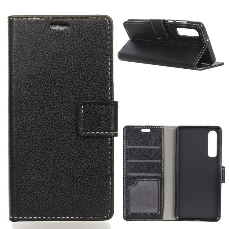 เคส Huawei P30 #เคสฝาพับแบบกระเป๋าสตางค์หนัง PU ผิวลิ้นจี่ Litchi Grain Wallet