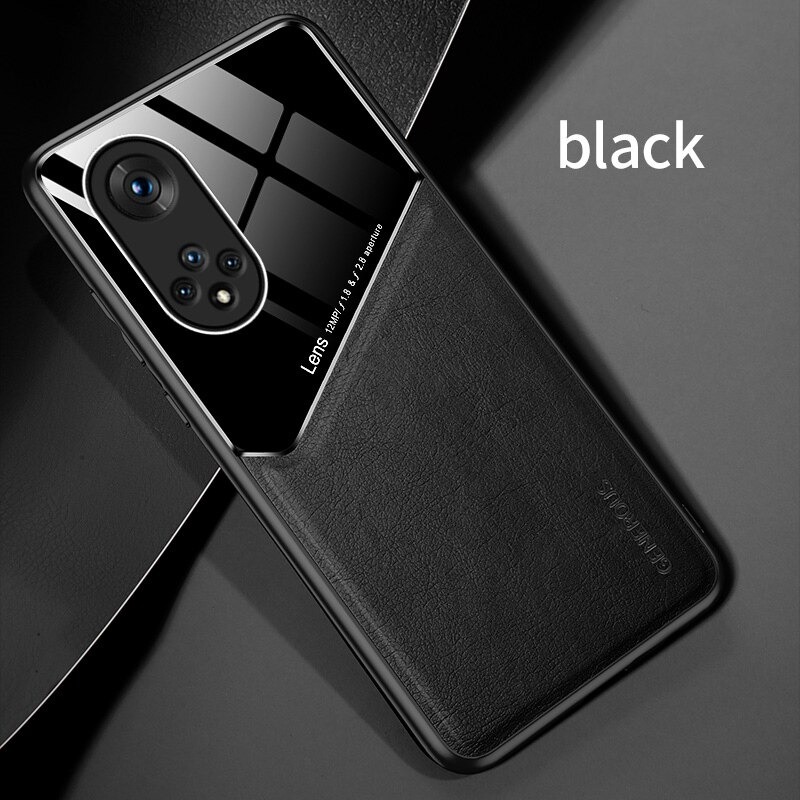 เคส Huawei Nova 9 #เคสฝาหลังไฮบริด PU +TPU + glass สีทูโทน Shockproof Leather Mirror Glass Silicone Phone Back Cover