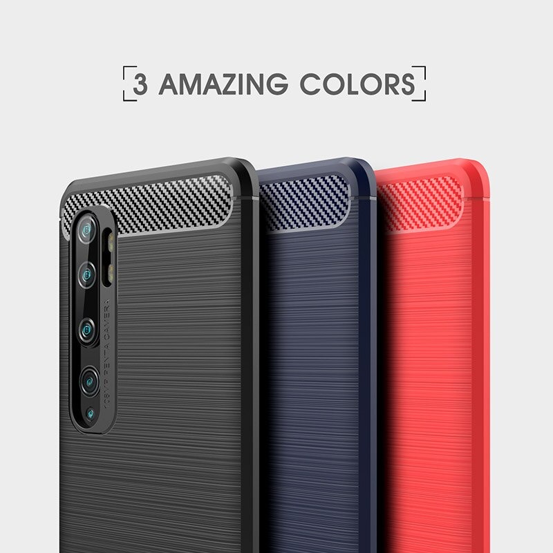 Case Xiaomi Mi Note 10 Pro #เคสฝาหลังตกแต่งคาร์บอนไฟเบอร์ ผิวขัดแปรง Brushered TPU Back Case
