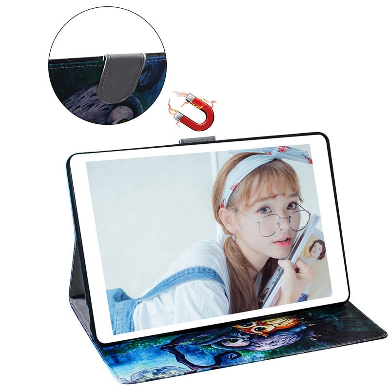เคส Samsung Galaxy Tab A 8.0 (2019) T290 / T295 #เคสฝาพับพิมพ์ลายหนัง PU + TPU สไตล์กระเป๋าสตางค์