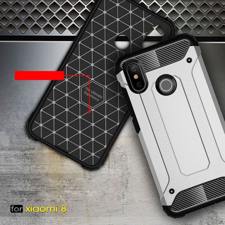 Case Xiaomi Mi 8 (6.21 นิ้ว) #เคสฝาหลังเกราะป้องกัน ไฮบริด พลาสติก+TPU