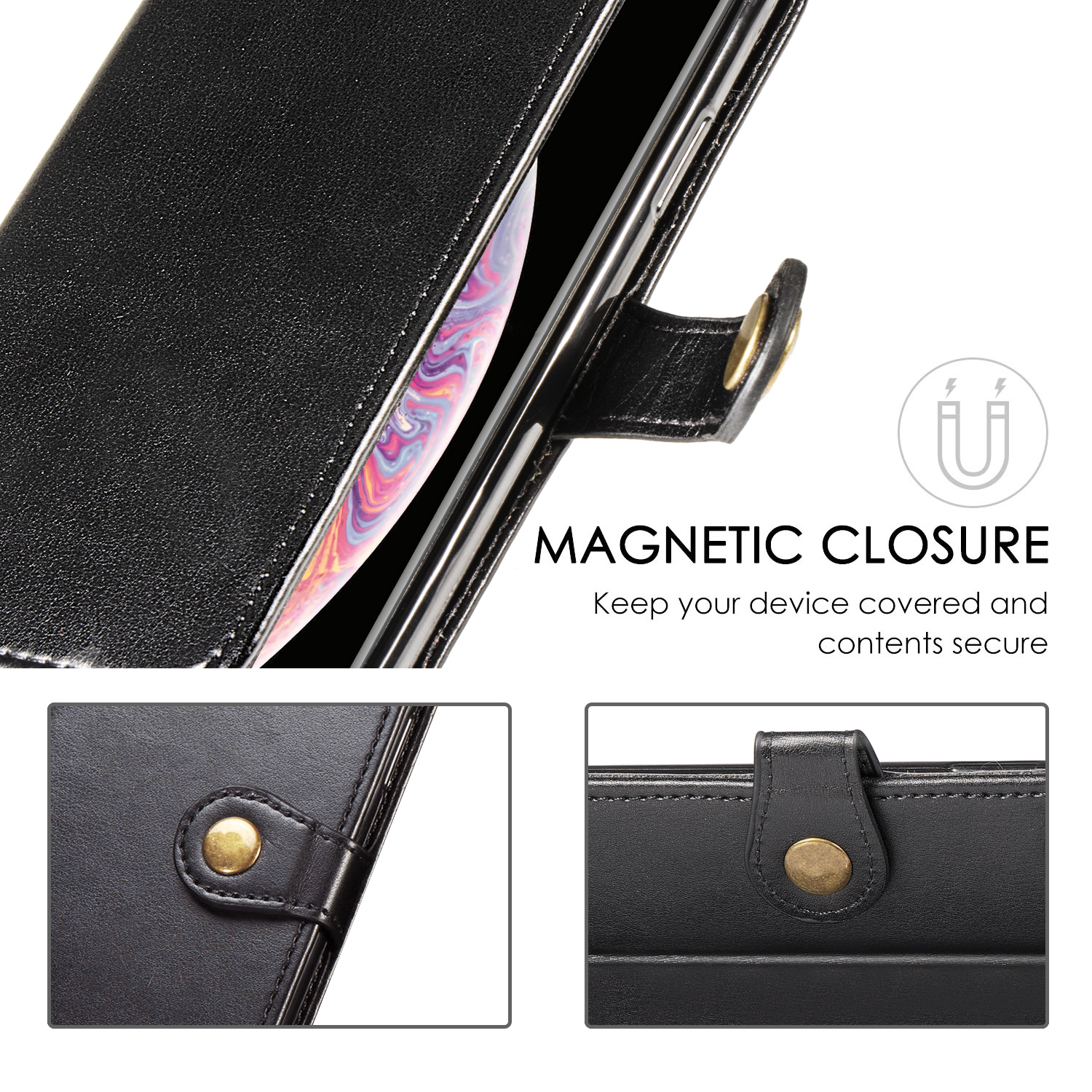 Case Samsung Galaxy A20s #เคสฝาพับแถบปิดแม่เหล็กพับตั้งได้ Magnetic Closure Wallet Lanyard Leather