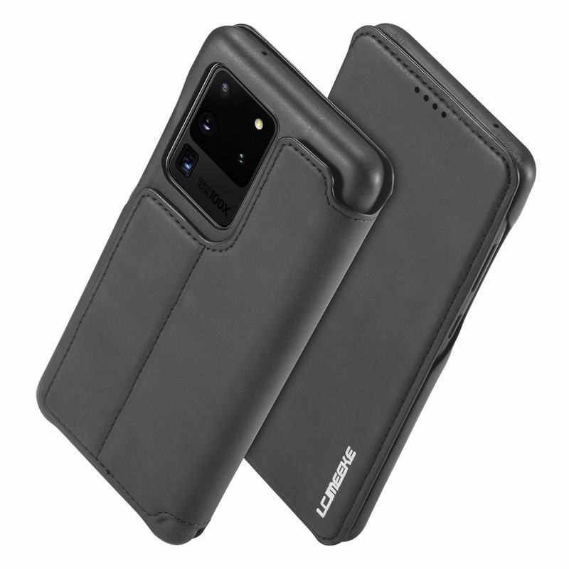 เคส Samsung Galaxy S20 Ultra / S20 Ultra 5G #เคสฝาพับหนัง PU มีช่องใส่บัตร LC.IMEEKE Retro Style Leather Card Holder