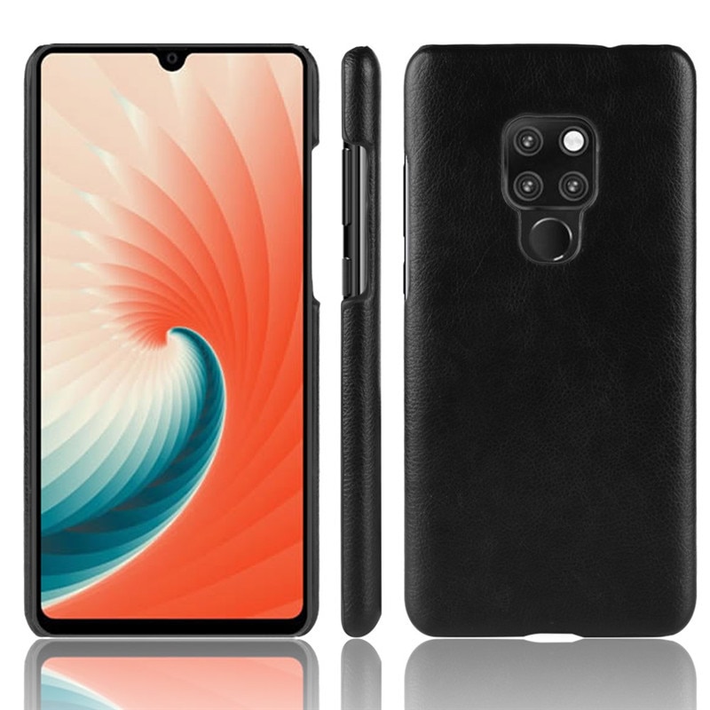 เคส Huawei Mate 20 X #เคสฝาหลังพลาสติกแข็งเคลือบหนัง PU ลายผิวลิ้นจี่ Litchi Skin Leather Coated