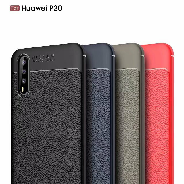 Case Huawei P20 5.8นิ้ว #เคสฝาหลัง TPU นิ่มลายหนัง PU ผิวลิ้นจี่ช่วยป้องกันลายนิ้วมือและกันลื่น