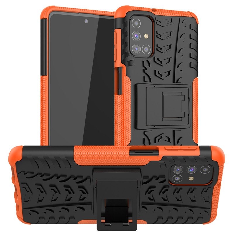 Case Samsung Galaxy M51 #เคสฝาหลังกันลื่น Cool Tyre Pattern Kickstand (PC + TPU)