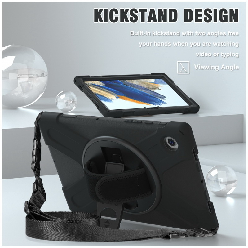 เคส Samsung Galaxy Tab S8+ 5G 12.4" #เคสฝาหลังกันกระแทกมีที่สวมมือพร้อมสายคล้องไหล่