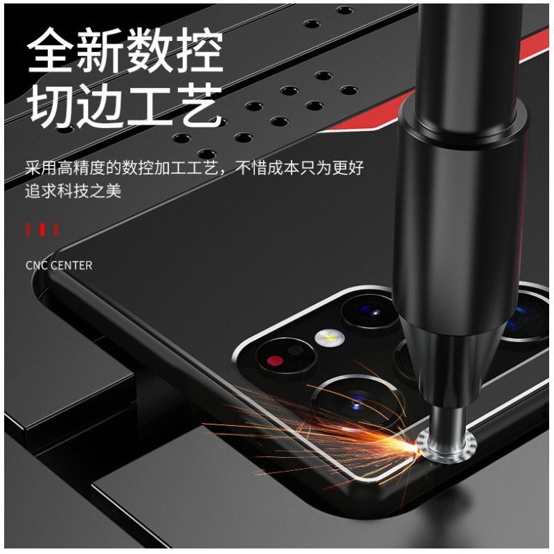 เคส Samsung Galaxy S22 Ultra 5G #เคสฝาหลังไฮบริด Metal +TPU Shockproof metal back plate Phone Back Cover