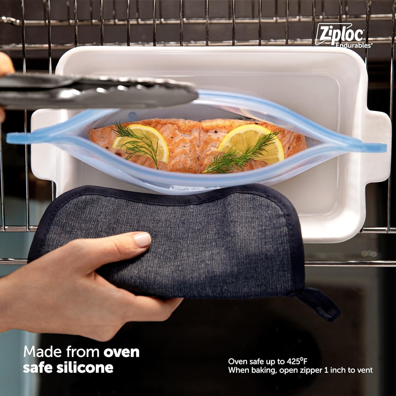 Ziploc® Endurables Medium Container 1 Count ถุงซิปล็อคแบบซิลิโคนถนอมอาหาร เข้าไมโคเวฟได้ ใช้ซ้ำได้ ถุงอเนกประสงค์