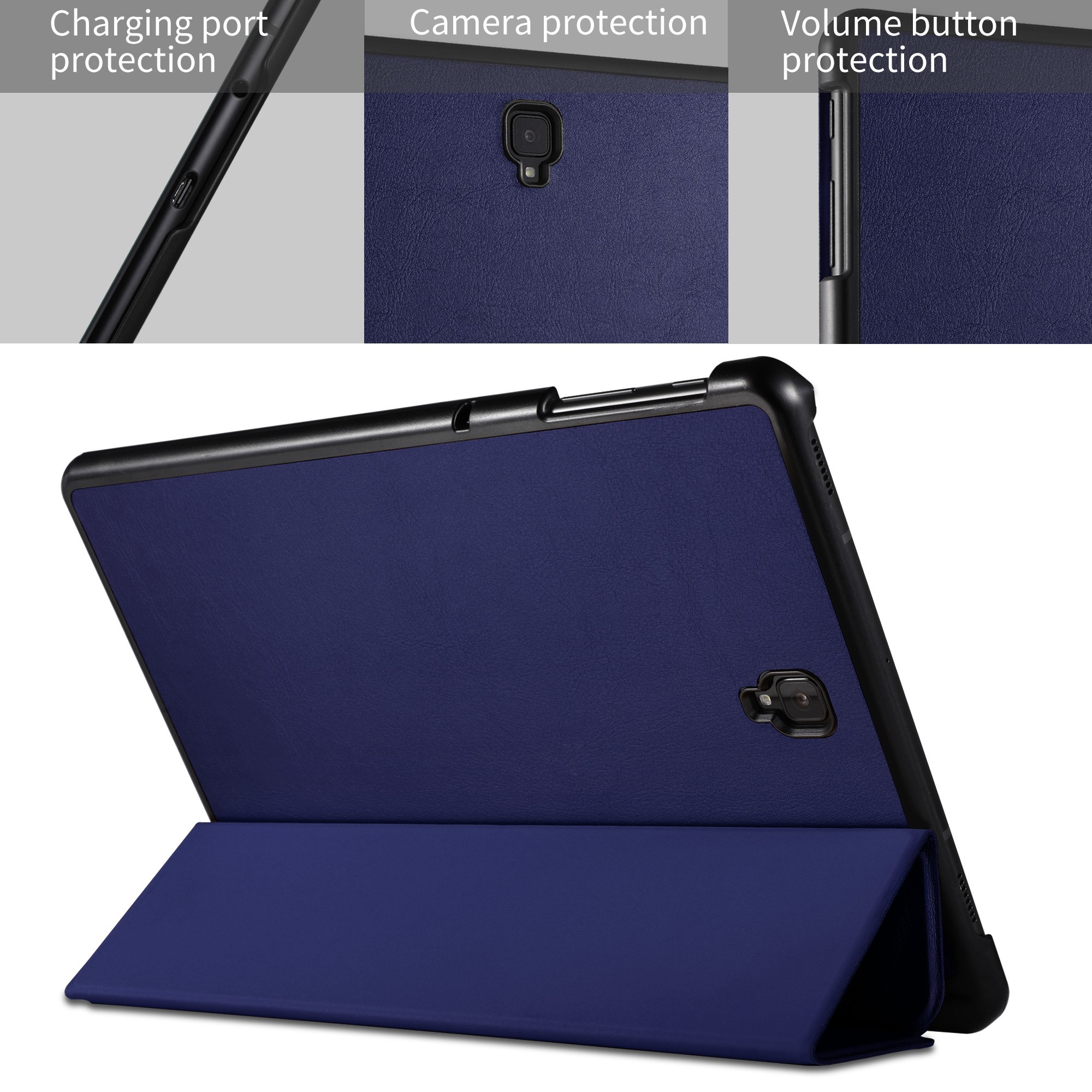 เคส Samsung Galaxy Tab S4 10.5 นิ้ว T830 T835 T837 #เคสฝาพับแบบ 3 พับ Tri-fold Stand PU Leather Wake /Sleep Protection