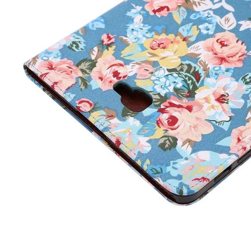 เคส Samsung Galaxy Tab A 10.1 (2016) T580 T585 #เคสฝาพับแบบกระเป๋าสตางค์สมาร์ท ลายดอกไม้สวยงาม