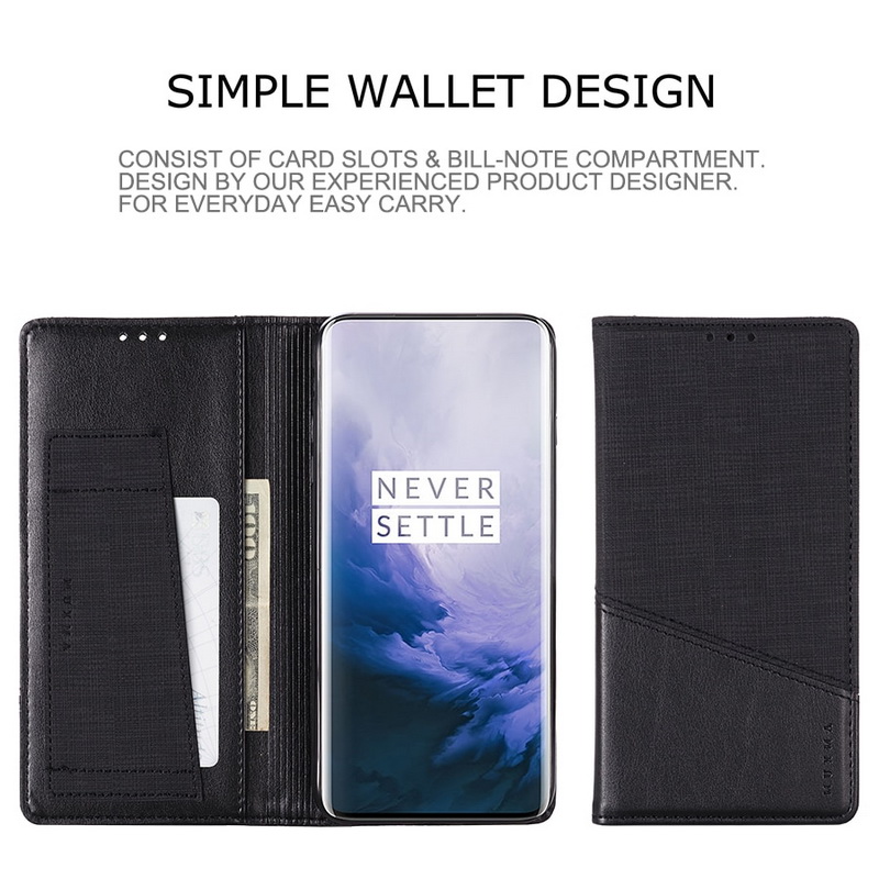 Case Oneplus 7 Pro #เคสแบบฝาพับ MUXMA หนัง PU ออกแบบสีทูโทนมีช่องเสียบบัตร PU Leather Magnetic Wallet