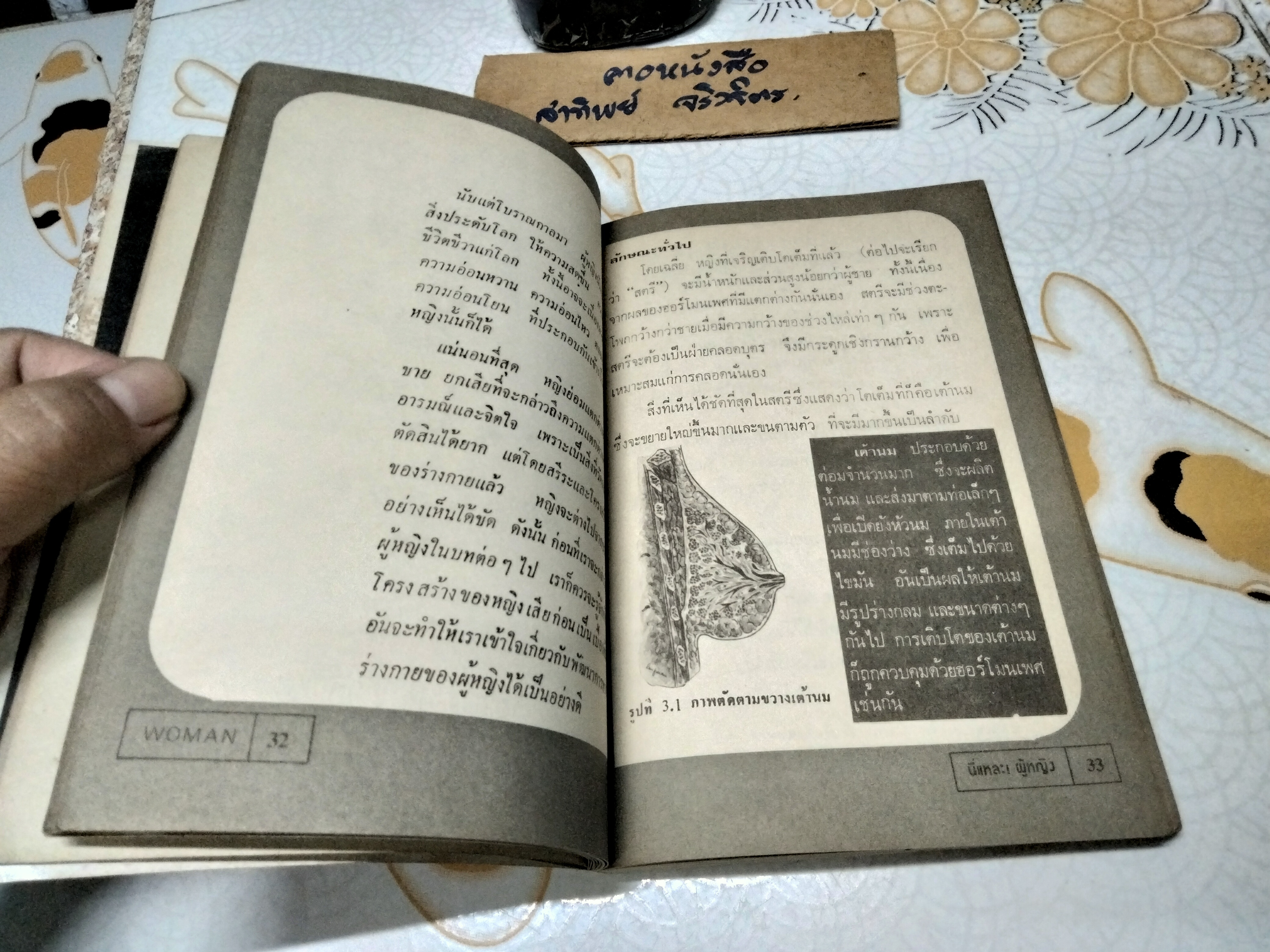 WOMAN หนังสือในโครงการวิทยาศาสตร์สำหรับชาวบ้าน ลำดับที่ 7 จัดทำโดย บรรณาธิการวารสารวิทยาศาสตร์ คณะวิทยาศาสตร์ จุฬาลงกรณ์มหาวิทยาลัย พิมพ์ปี พ.ศ.2521