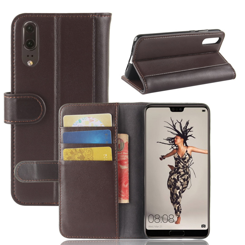 เคส Huawei P20 #เคสฝาพับสไตล์กระเป๋าสตางค์รูปแบบหนังแท้แยกมีช่องเสียบบัตรคุณภาพดี