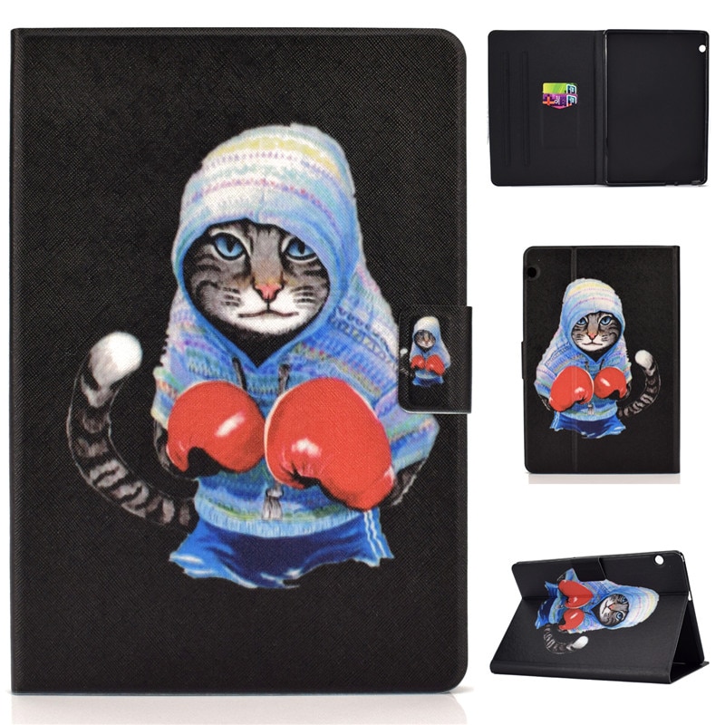 เคส Huawei MediaPad T5 10 #เคสฝาพับมีช่องเสียบการ์ดหนัง PU พิมพ์ลาย Shock-proof Pattern Printing Card Slot PU Leather