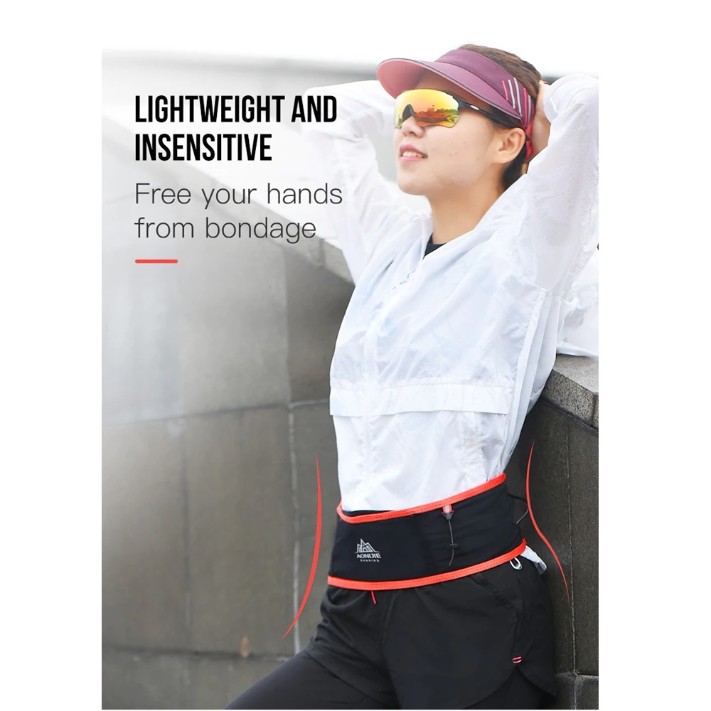 กระเป๋าคาดเอว AONIJIE แบบบาง ใส่ขวดน้ำได้ แถมฟรีขวดน้ำพับได้ 250ml(A17)