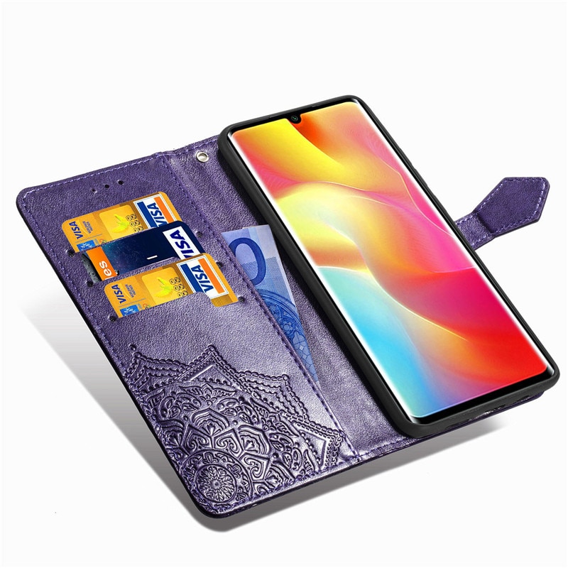 Case Xiaomi Mi Note 10 Lite #เคสฝาพับหนัง PU ผิวลายนูน Embossed Mandala Flower Leather Wallet