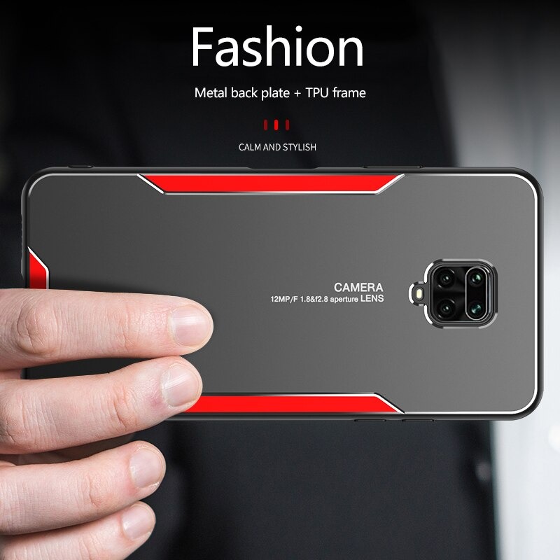เคส Redmi Note 9 Pro/Redmi Note 9S #เคสฝาหลังไฮบริด Metal +TPU Shockproof metal back plate Phone Back Cover