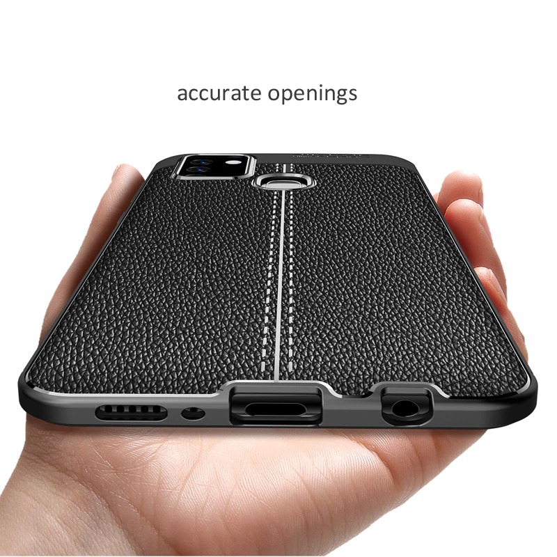 เคส Samsung Galaxy A21s #เคสฝาหลัง TPU ผิวลิ้นจี่ช่วยป้องกันลายนิ้วมือและกันลื่นได้ดี