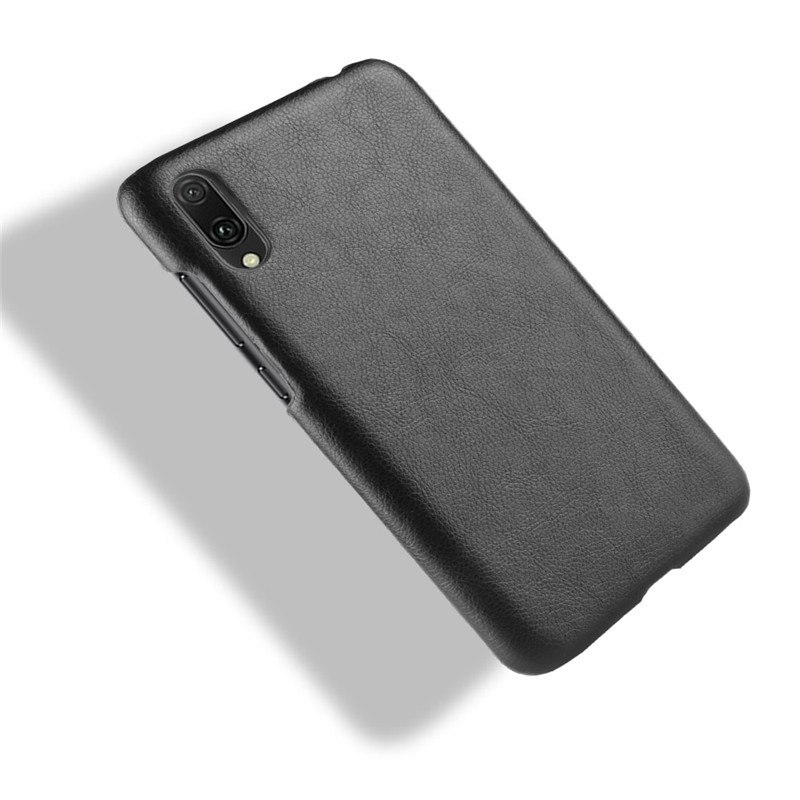 เคส Huawei Y7 Pro (2019) #เคสฝาหลังพลาสติกแข็งเคลือบหนัง PU ลายผิวลิ้นจี่ Litchi Skin Leather Coated