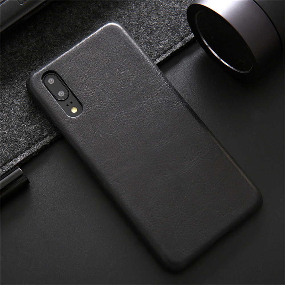 Case Huawei P20 Pro #เคสฝาหลังหุ้มหนังแท้ Retro Genuine Leather Coated Hard PC Case
