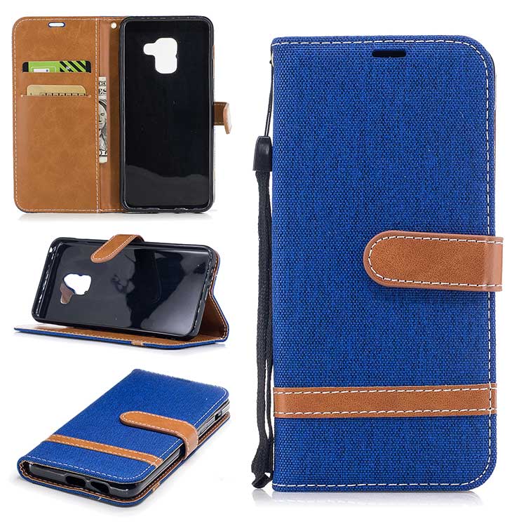 Case Samsung Galaxy A8+ (2018) #เคสฝาพับหนัง PU พร้อมสายคล้องมือ