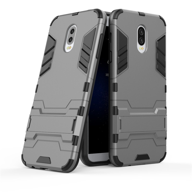 Case Samsung Galaxy J7 Plus #เคสไฮบริดกันกระแทก solid PC + TPU Kickstand