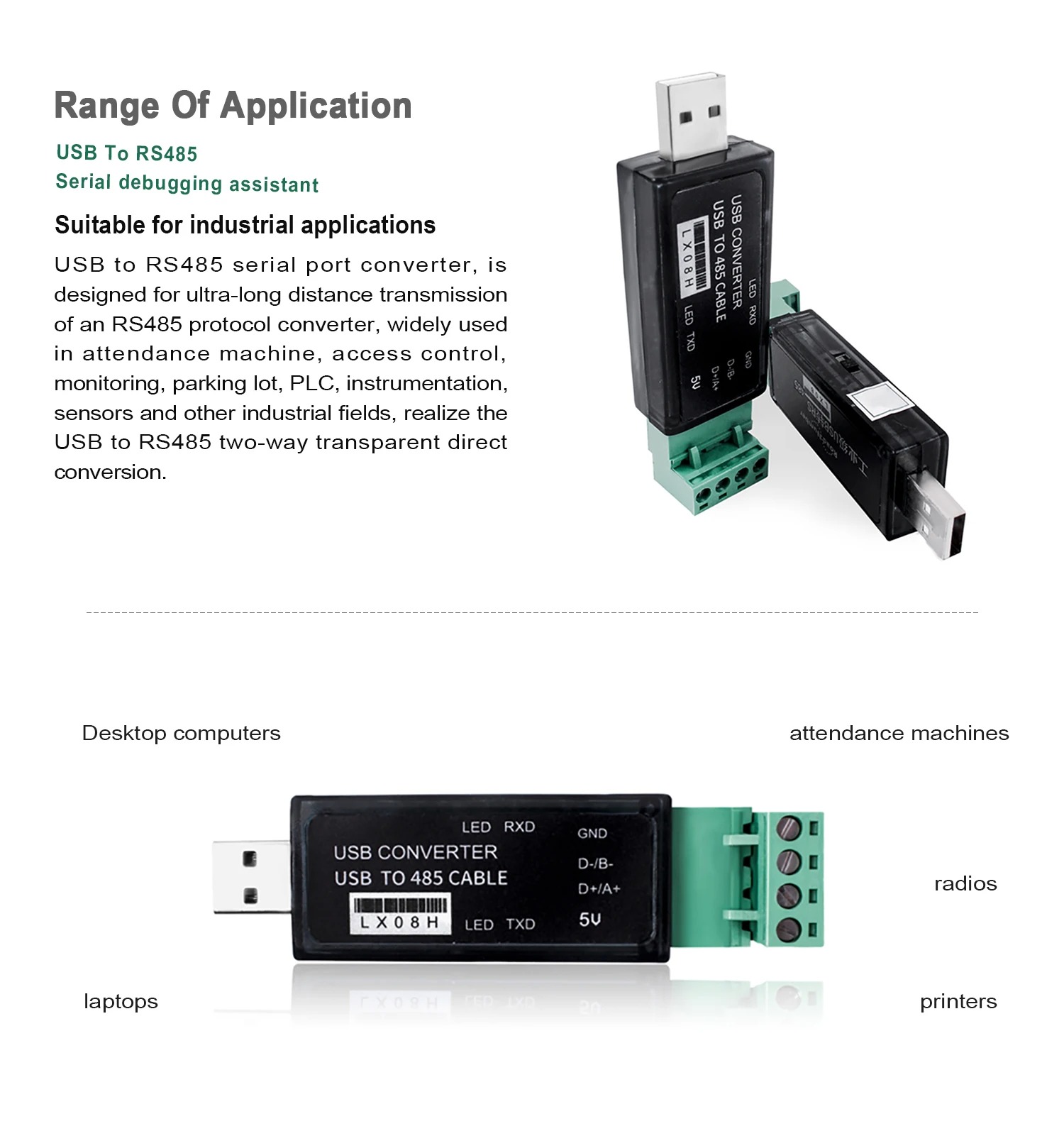 LX08H USB RS485 485 To USB Converter พอร์ต