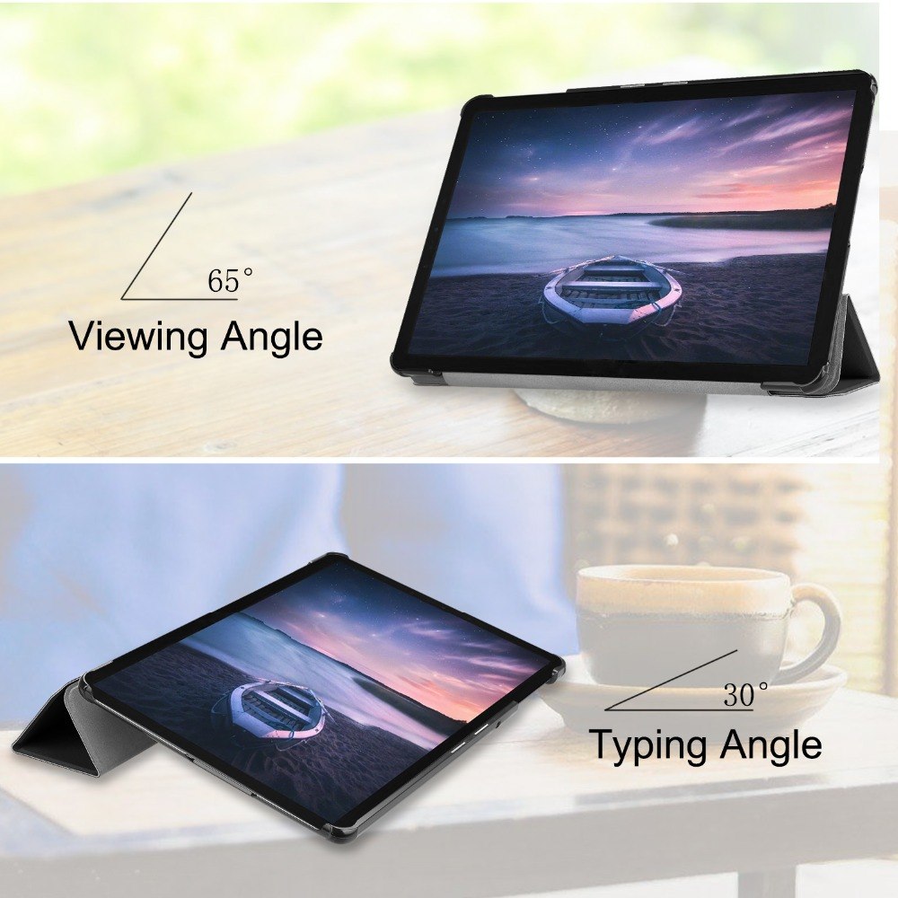 Case Samsung Galaxy Tab S4 10.5 T830 T835 T837 #เคสฝาพับแบบ 3 พับ Tri-fold PU Leather Auto-wake / Sleep Stand Smart Tablet สีดำ (พร้อมส่ง)
