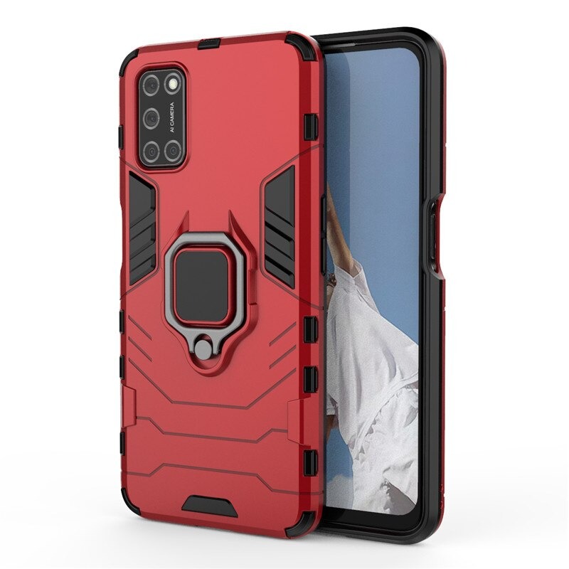 Case OPPO A92 #เคสฝาหลังพลาสติกแข็ง +TPU Hybrid Case มีแหวนสวมนิ้วโลหะ