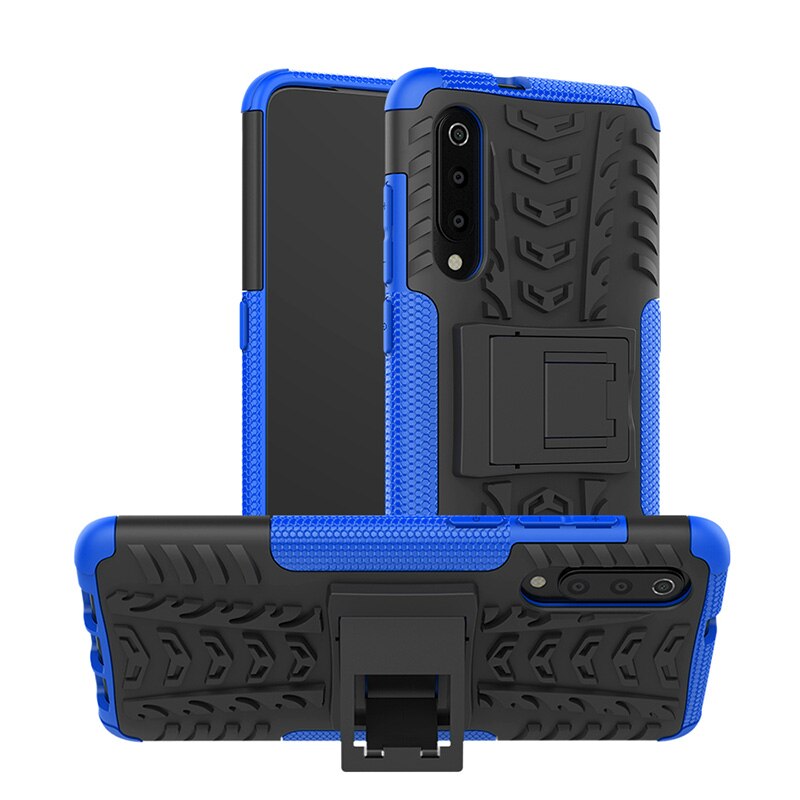 เคส Xiaomi Mi 9 SE #เคสฝาหลังกันลื่น Cool Tyre Pattern Kickstand (PC + TPU)