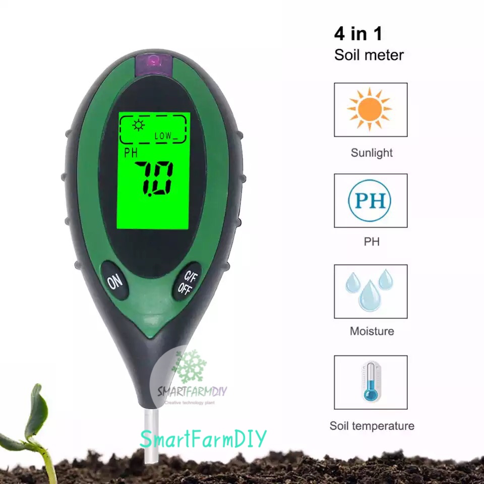 4 in 1 PH เซนเซอร์ แบบ soil tester plants and lawns