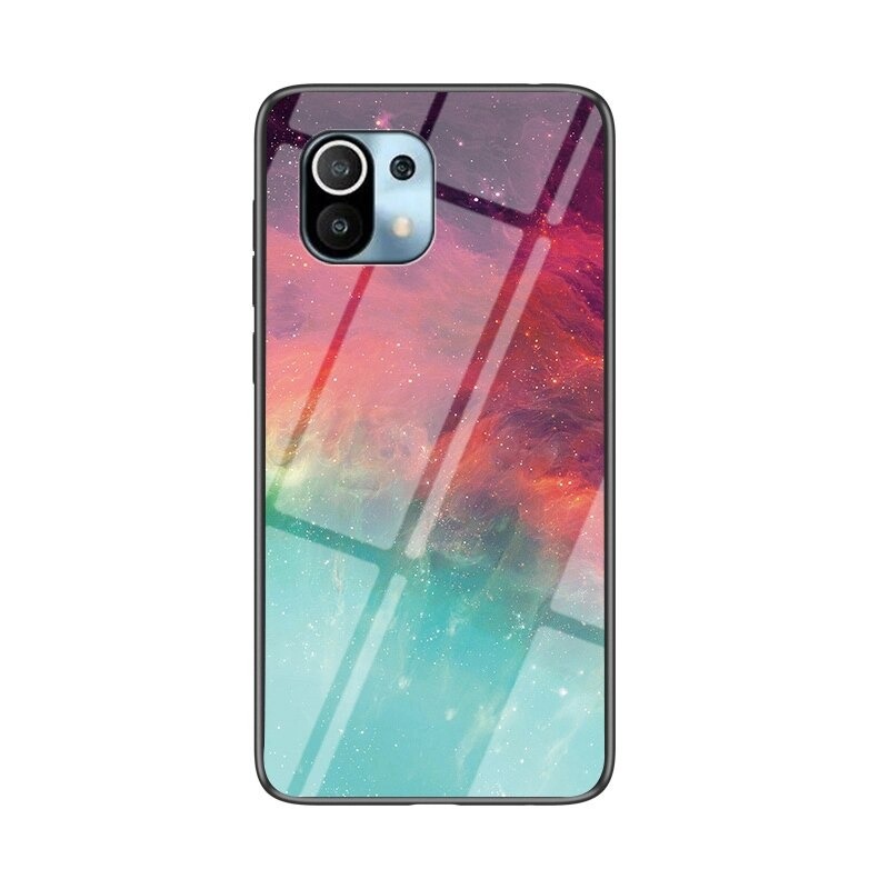 เคส Xiaomi Mi 11 #เคสฝาหลัง Gradient Color Glass + PC + TPU Hybrid Case